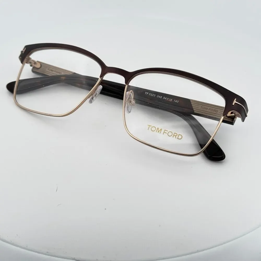 Tom Ford Eyeglass Frames TF5323 048 Dark Brown Square Blue Light Block 54mm